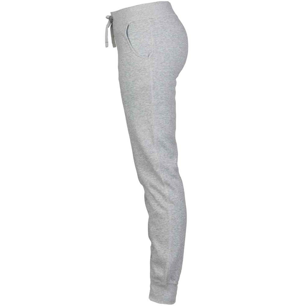 Heather Grey - Side - Skinni Fit Womens-Ladies Heather Cuffed Slim Jogging Bottoms