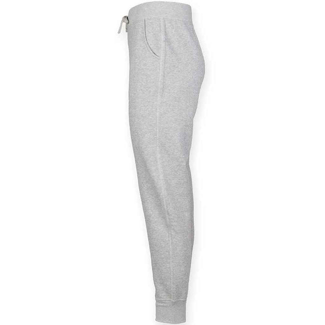 Grey - Side - SF Men Mens Heather Cuffed Slim Jogging Bottoms