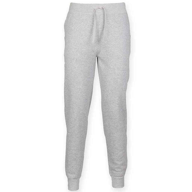 Grey - Front - SF Men Mens Heather Cuffed Slim Jogging Bottoms