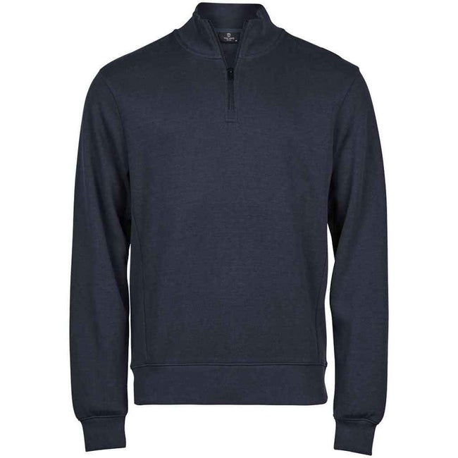 Navy - Front - Tee Jays Mens Ribber Interlock Half Zip Sweatshirt