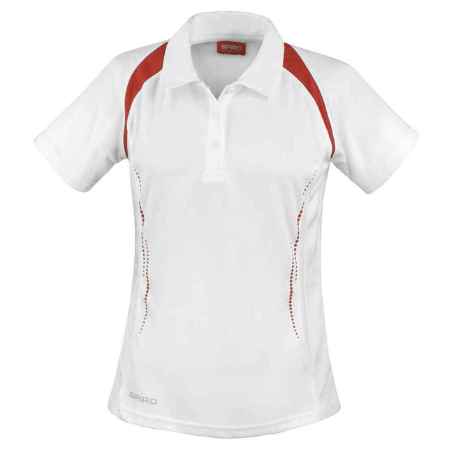 White-Red - Front - Spiro Womens-Ladies Team Spirit Polo Shirt