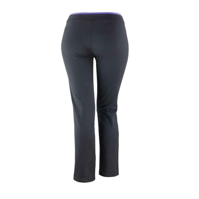 Black-Lavender - Back - Spiro Womens-Ladies Fitness Jogging Bottoms