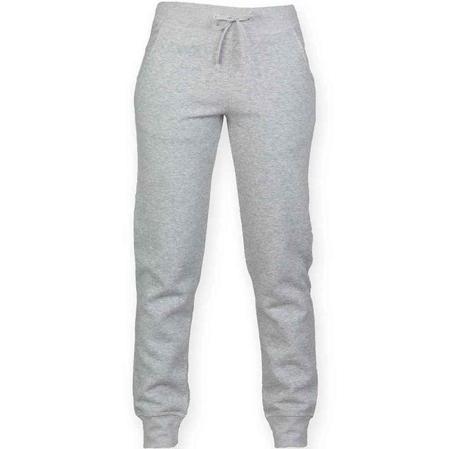 Grey - Front - SF Minni Childrens-Kids Heather Cuffed Slim Jogging Bottoms