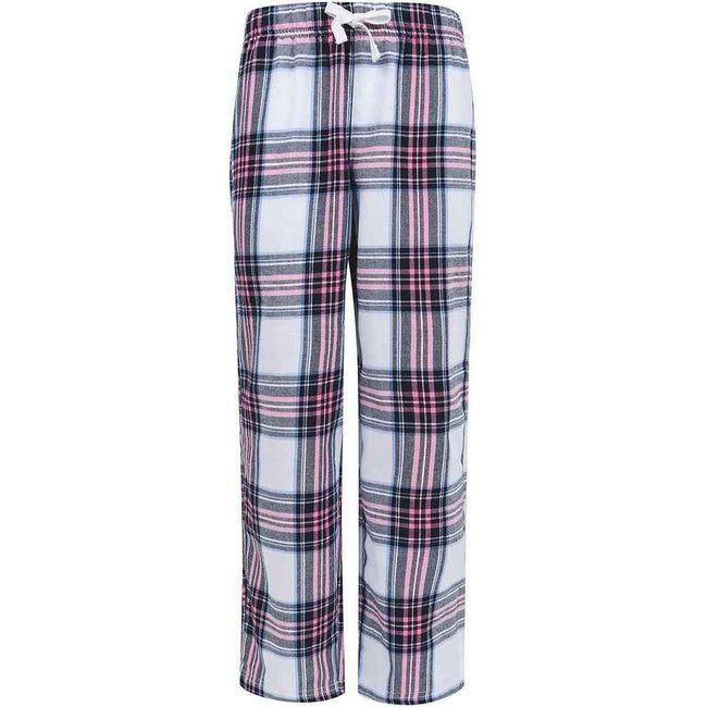White-Pink - Front - SF Minni Childrens-Kids Tartan Lounge Pants