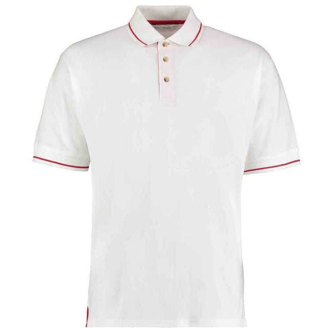 White-Red - Front - Kustom Kit Mens Polo Shirt