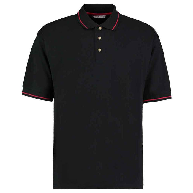 Black-Red - Front - Kustom Kit Mens Polo Shirt