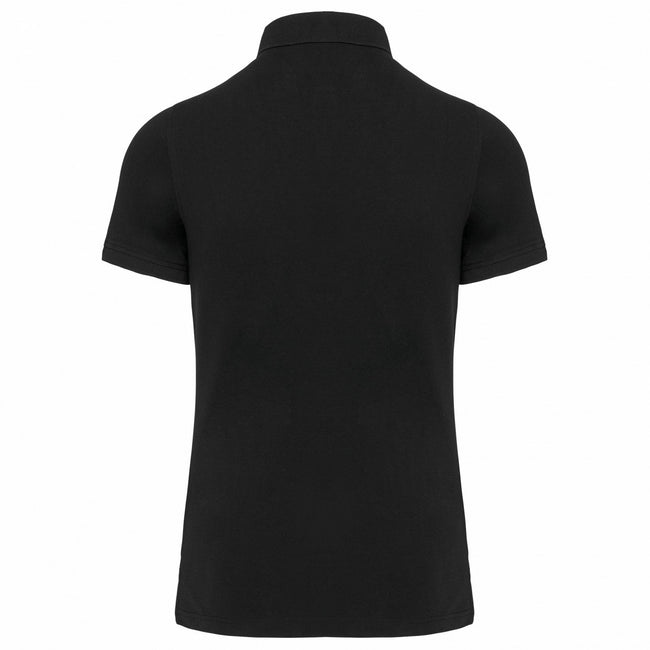 Black - Back - Kariban Mens Piqué Stud Front Polo Shirt