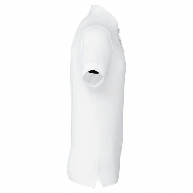 White - Side - Kariban Mens Piqué Stud Front Polo Shirt