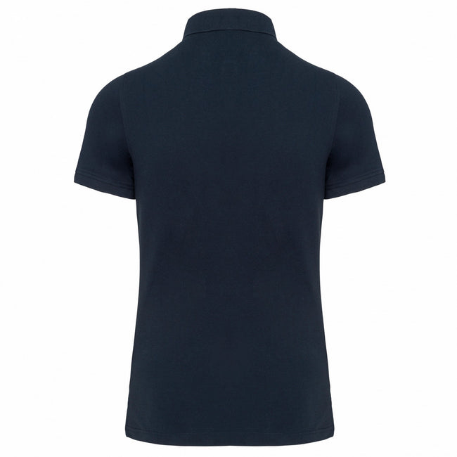 Navy - Back - Kariban Mens Piqué Stud Front Polo Shirt