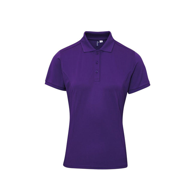 Purple - Front - Premier Womens-Ladies Coolchecker Plus Polo Shirt