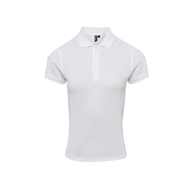 White - Front - Premier Womens-Ladies Coolchecker Plus Polo Shirt