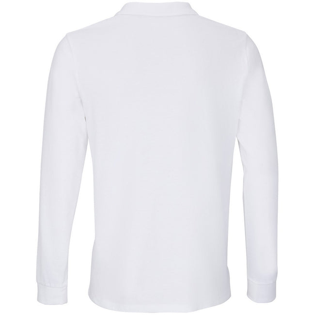 White - Back - SOLS Unisex Adult Planet Piqué Long-Sleeved Polo Shirt