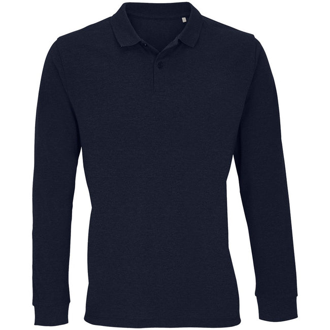 French Navy - Front - SOLS Unisex Adult Planet Piqué Long-Sleeved Polo Shirt