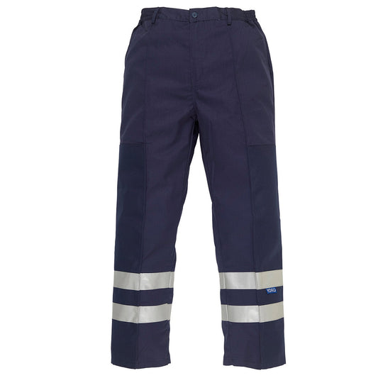 Navy - Front - Yoko Mens Ballistic Reflective Trousers