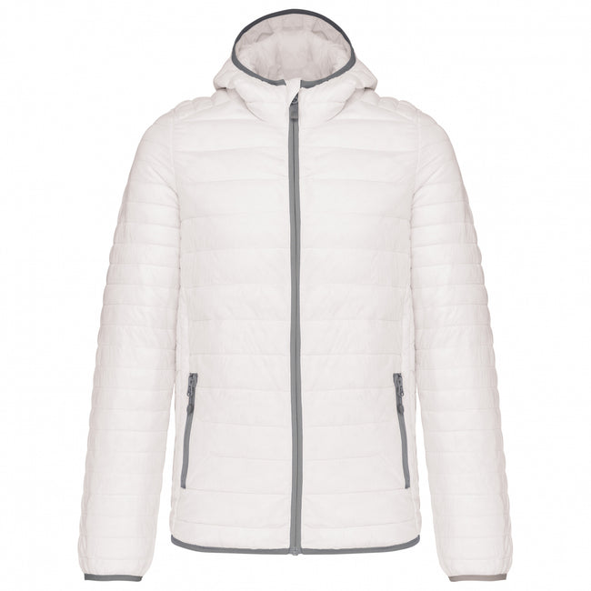 White - Front - Kariban Mens Lightweight Hooded Padded Jacket