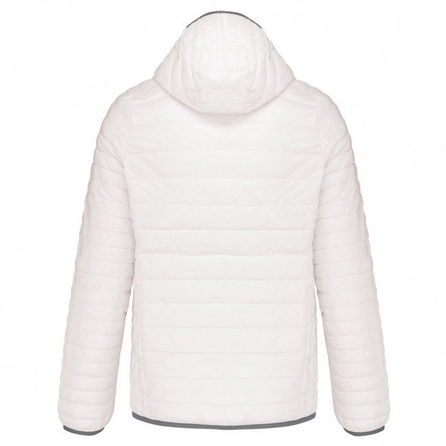 White - Back - Kariban Mens Lightweight Hooded Padded Jacket