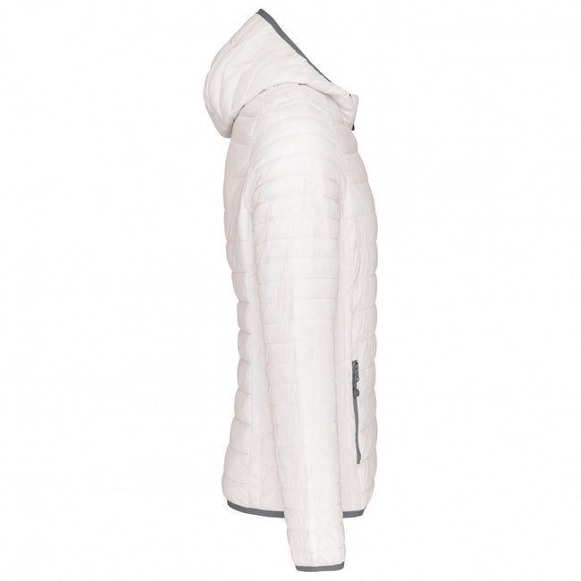 White - Side - Kariban Mens Lightweight Hooded Padded Jacket