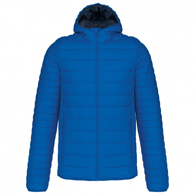 Light Royal Blue - Front - Kariban Mens Lightweight Hooded Padded Jacket