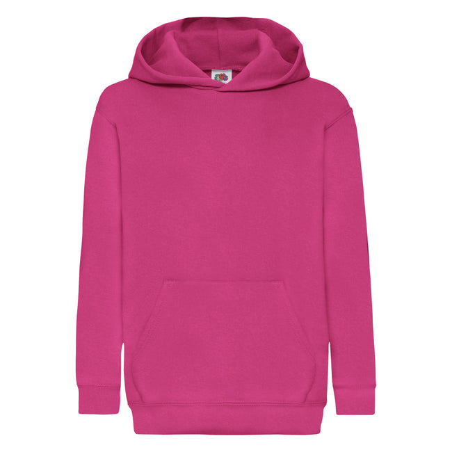 Fuchsia - Front - Fruit Of The Loom Childrens-Kids Classic Hooded Sweatshirt