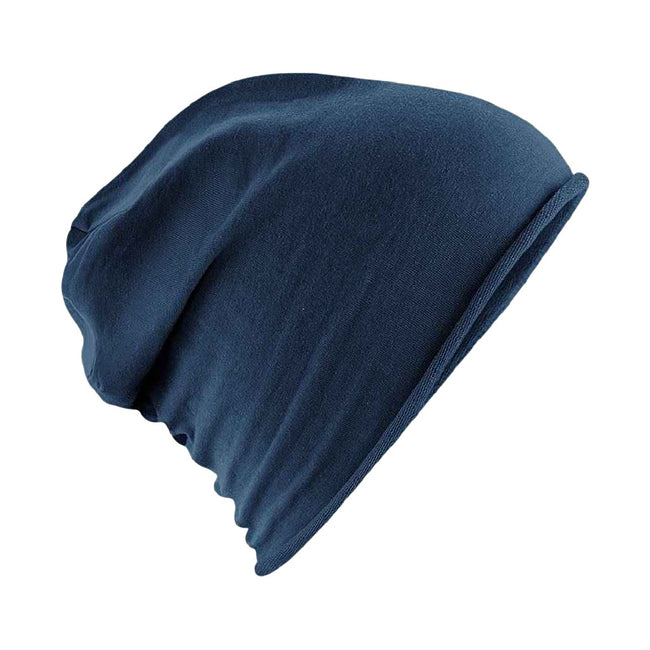 Navy - Front - Beechfield Jersey Beanie