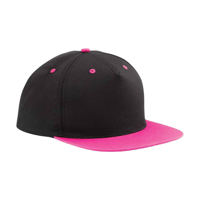 Black-Fuchsia - Front - Beechfield Contrast 5 Panel Snapback Cap