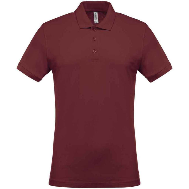 Wine - Front - Kariban Mens Pique Polo Shirt