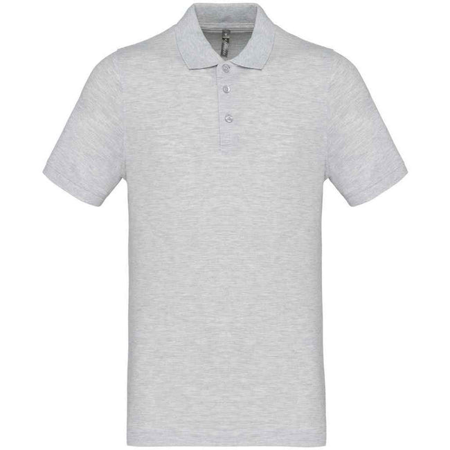 Ash Heather - Front - Kariban Mens Pique Polo Shirt