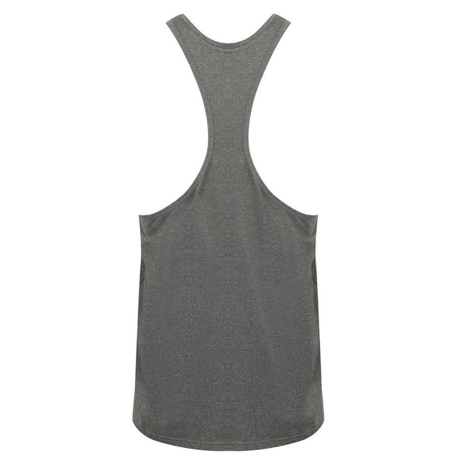 Grey Marl - Back - Tombo Mens Muscle Vest Top