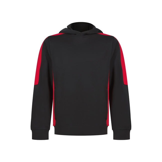 Black-Red - Front - Finden & Hales Childrens-Kids Team Contrast Hoodie