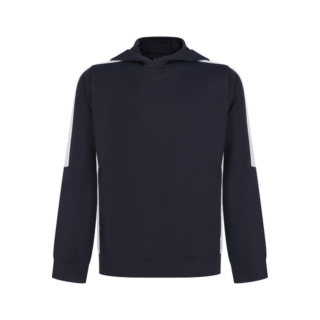Navy-White - Front - Finden & Hales Childrens-Kids Team Contrast Hoodie