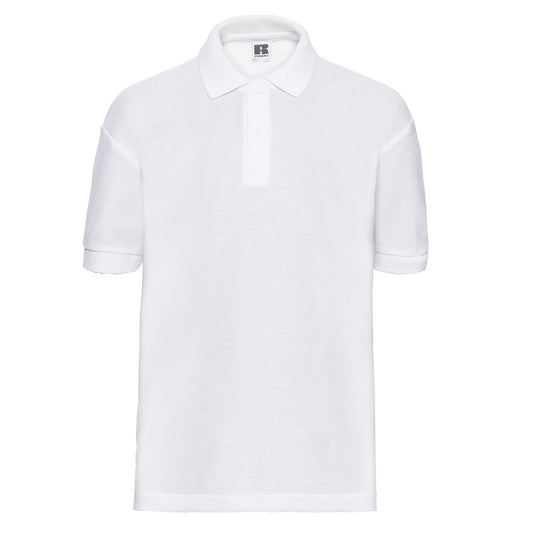 White - Front - Russell Childrens-Kids Pique Polo Shirt