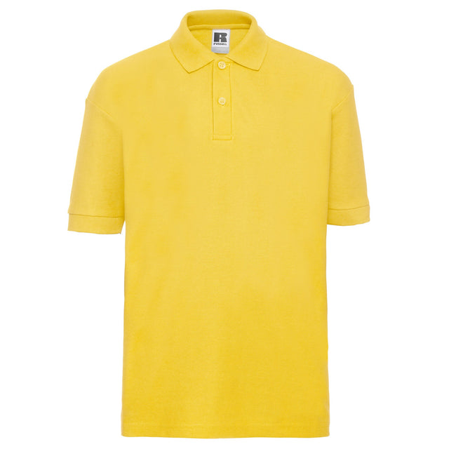 Yellow - Front - Russell Childrens-Kids Pique Polo Shirt