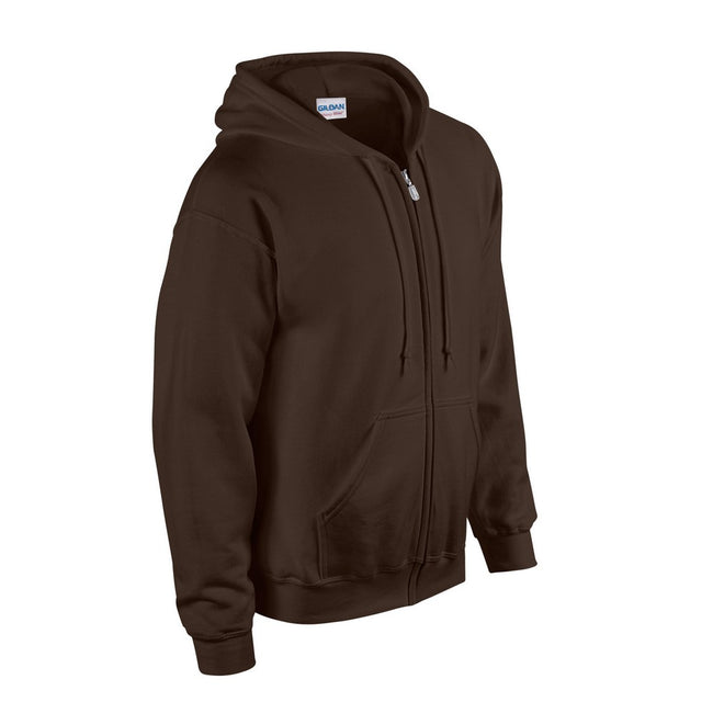 Dark Chocolate - Side - Gildan Mens Heavy Blend Full Zip Hoodie