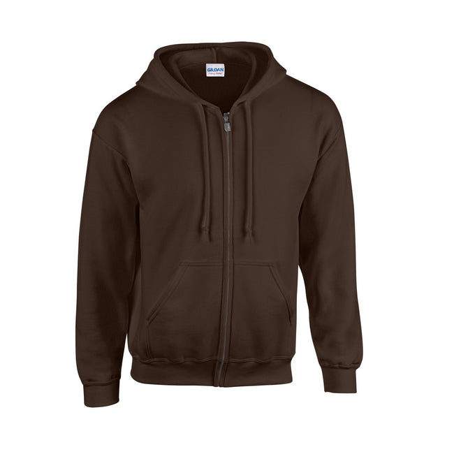Dark Chocolate - Front - Gildan Mens Heavy Blend Full Zip Hoodie