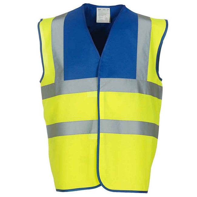 Royal Blue-Yellow - Front - Yoko Mens Band & Brace Hi-Vis Vest