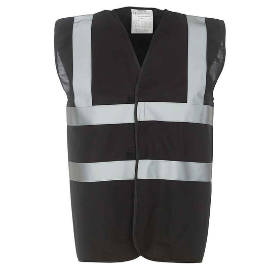 Black - Front - Yoko Mens Band & Brace Hi-Vis Vest