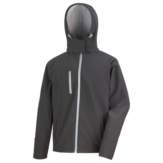 Black-Seal Grey - Front - Result Core Mens Hooded Soft Shell Jacket