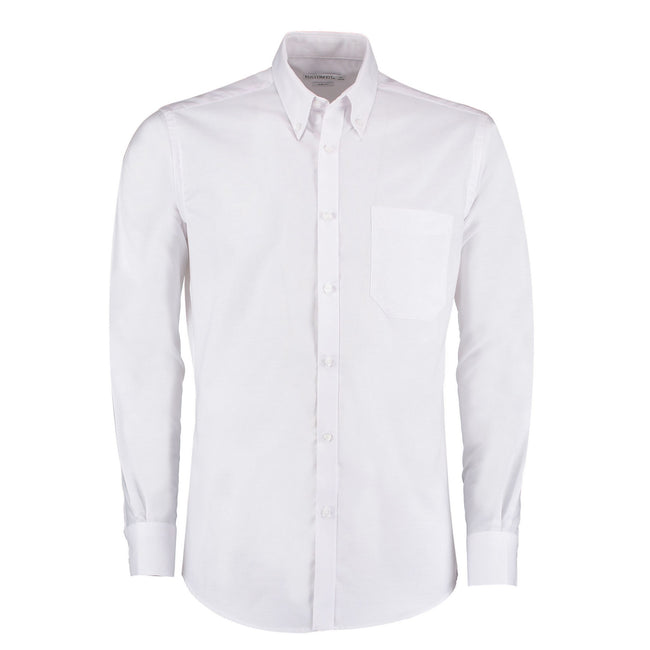 White - Front - Kustom Kit Mens Oxford Slim Work Formal Shirt