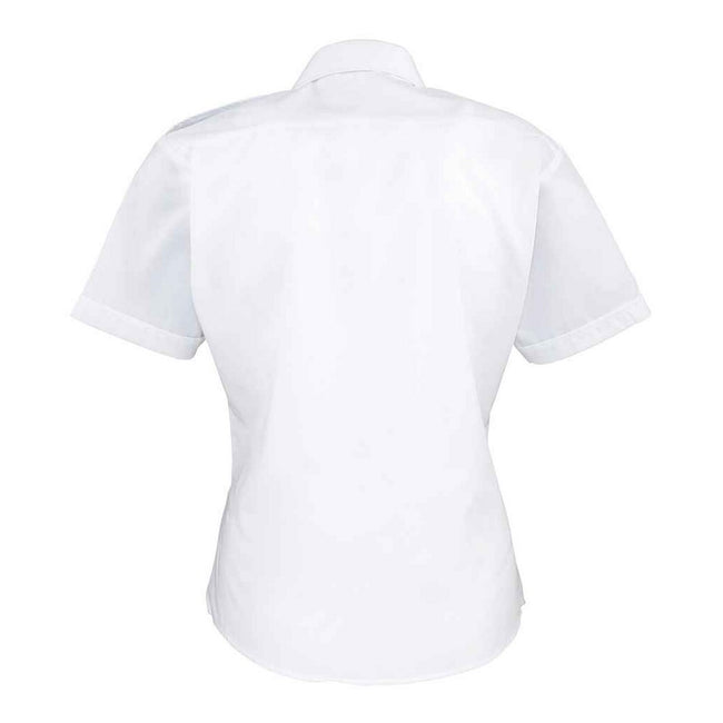 White - Back - Premier Womens-Ladies Short-Sleeved Pilot Shirt