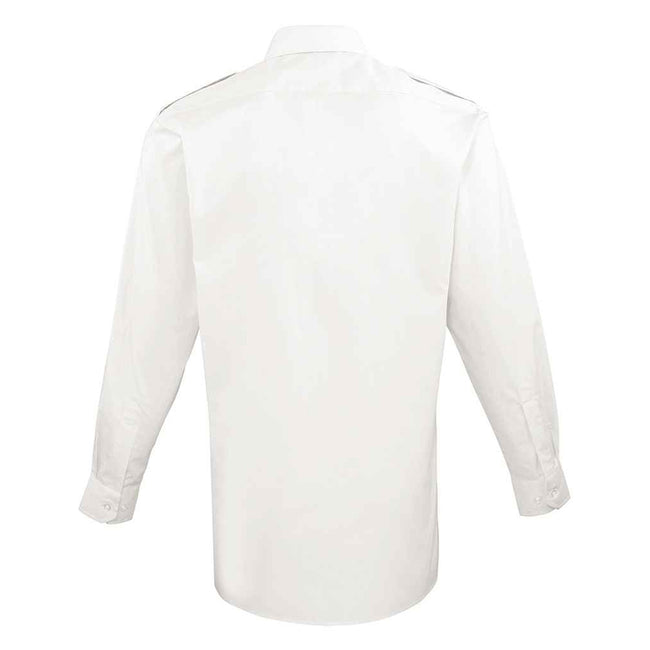 White - Back - Premier Mens Long-Sleeved Pilot Shirt
