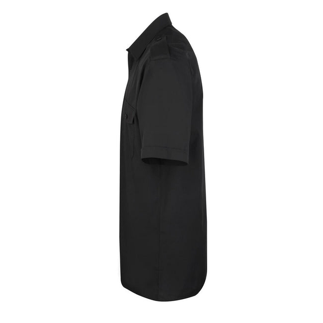 Black - Side - Premier Mens Short-Sleeved Pilot Shirt