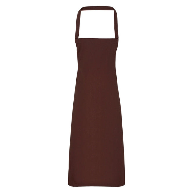 Brown - Front - Premier Unisex Adult Cotton Bibbed Apron