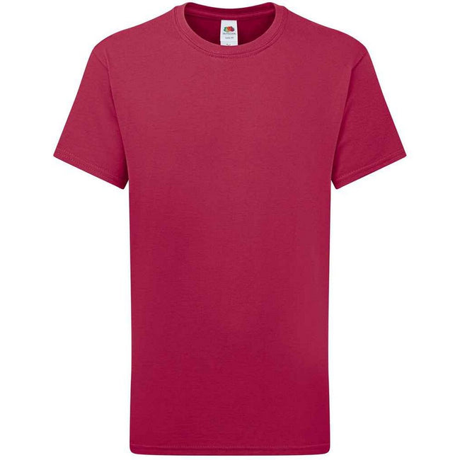 Cranberry - Front - Fruit of the Loom Childrens-Kids Iconic 195 Premium T-Shirt