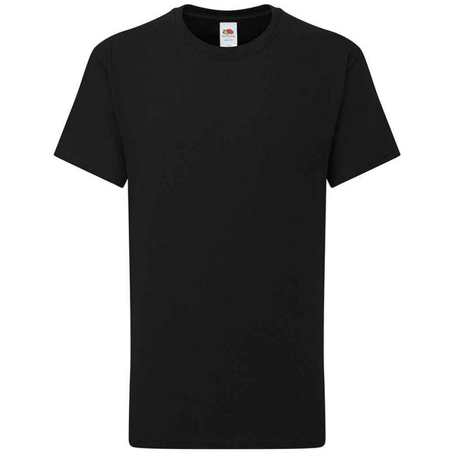 Black - Front - Fruit of the Loom Childrens-Kids Iconic 195 Premium T-Shirt