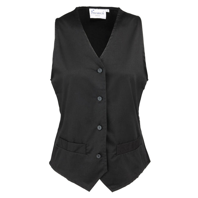 Black - Front - Premier Womens-Ladies Hospitality Waistcoat