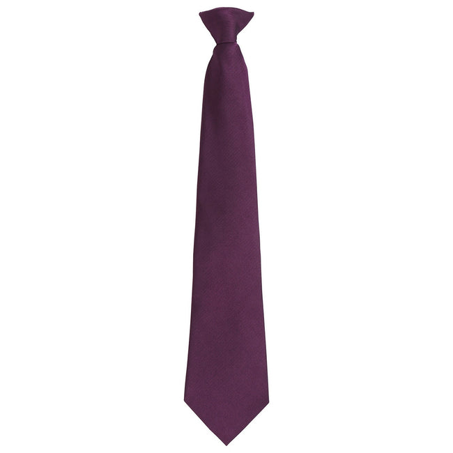 Purple - Front - Premier Unisex Adult Colours Fashion Plain Clip-On Tie