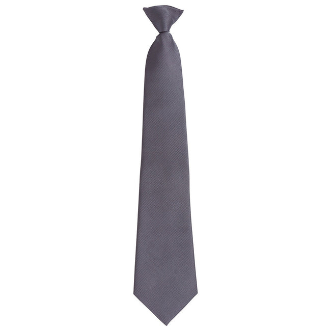 Grey - Front - Premier Unisex Adult Colours Fashion Plain Clip-On Tie