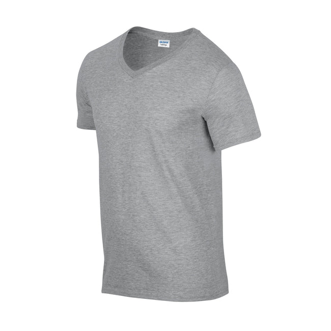 Sports Grey - Side - Gildan Unisex Adult Softstyle V Neck T-Shirt
