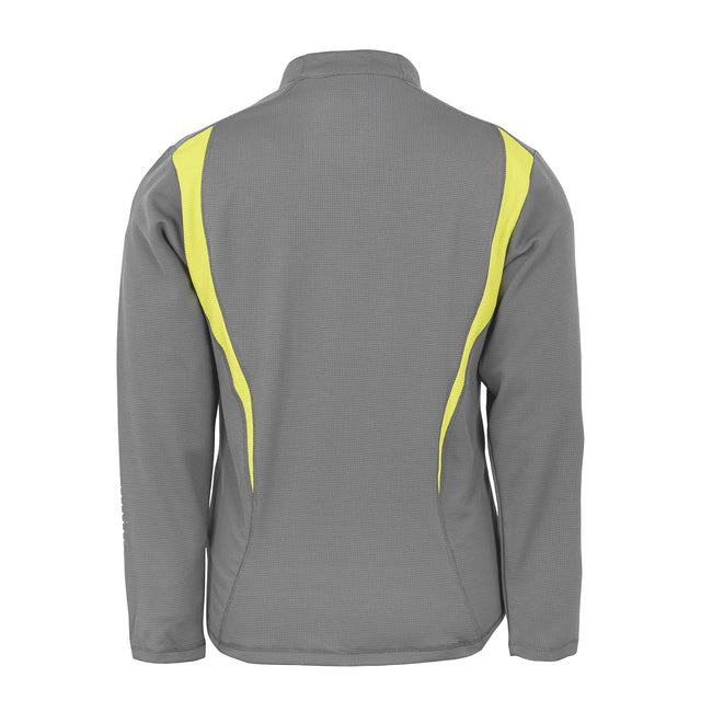Grey-Lime-White - Back - Spiro Unisex Adult Trial Zip Neck Training Top