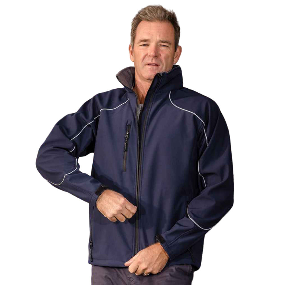 Navy-Navy - Back - WORK-GUARD by Result Mens Ice Fell Hooded Soft Shell Jacket